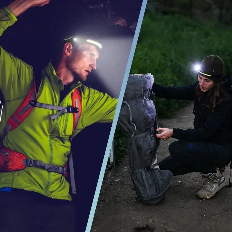 Linterna Frontal Led con haz panorámico y sensor de movimiento