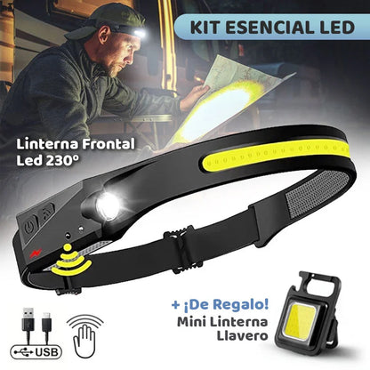 Linterna Frontal + Mini Linterna Llavero (de Regalo)